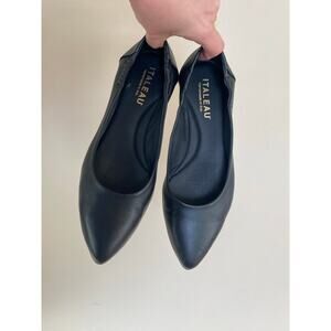 Italeau Womens Leather Mara Flexlite Flats Made In Italy Black EU 40 US 9
